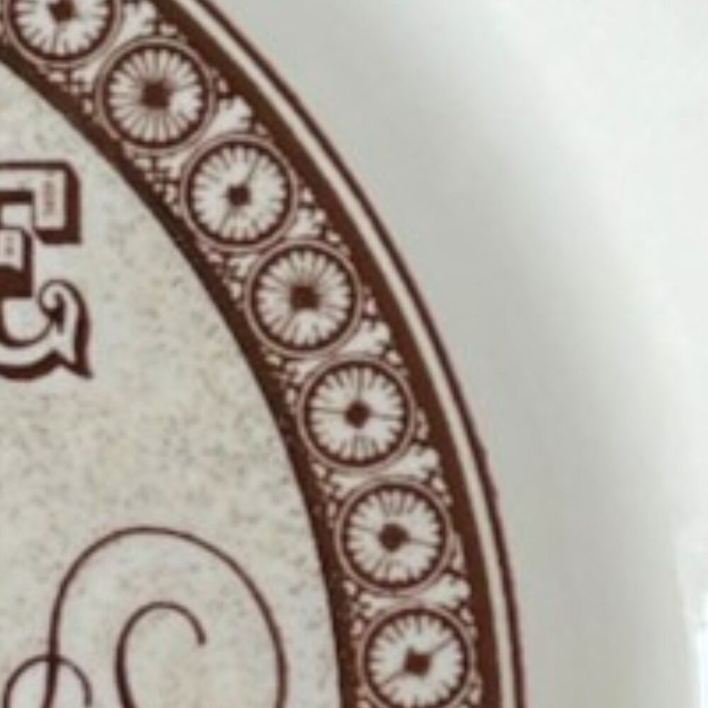Vintage Royal China Jeannette Cheesecake Recipe Pie Plate 11” USA Brown Accents - Picture 2 of 11